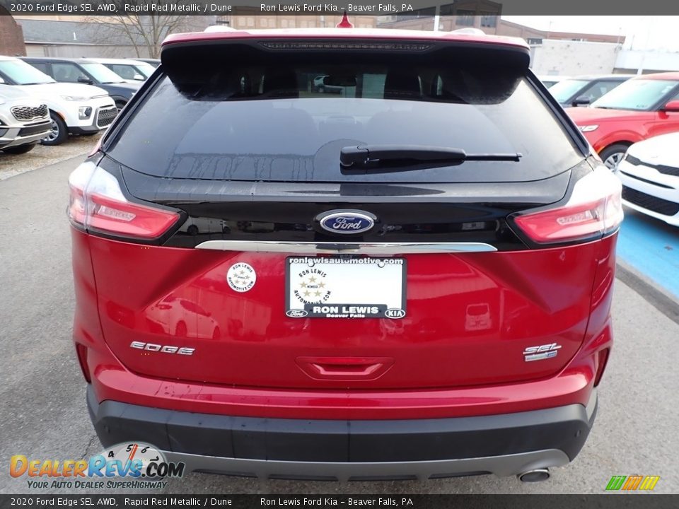 2020 Ford Edge SEL AWD Rapid Red Metallic / Dune Photo #3