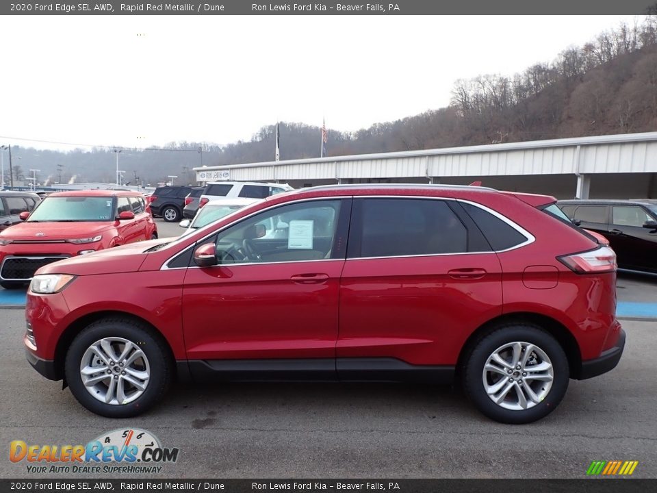 2020 Ford Edge SEL AWD Rapid Red Metallic / Dune Photo #6