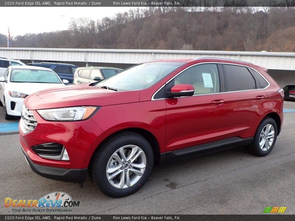 2020 Ford Edge SEL AWD Rapid Red Metallic / Dune Photo #7