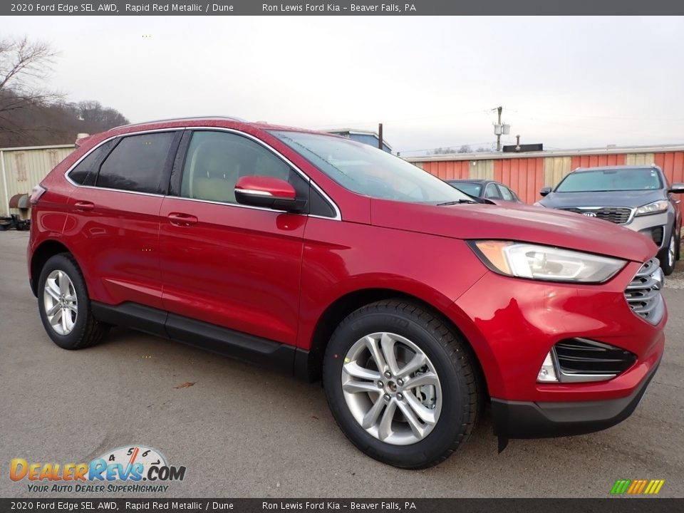2020 Ford Edge SEL AWD Rapid Red Metallic / Dune Photo #9