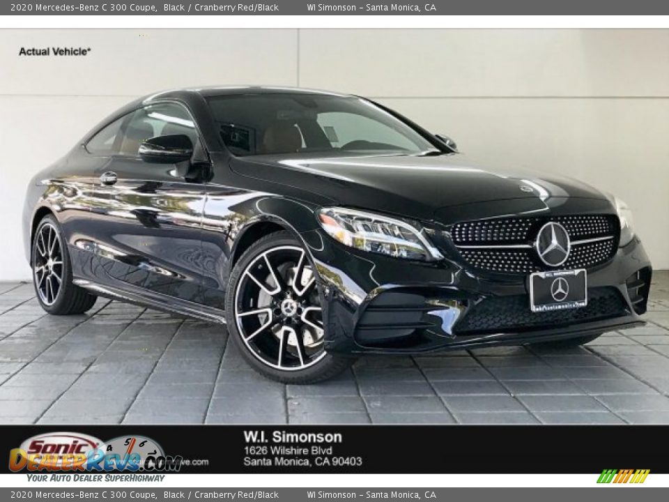 2020 Mercedes-Benz C 300 Coupe Black / Cranberry Red/Black Photo #1