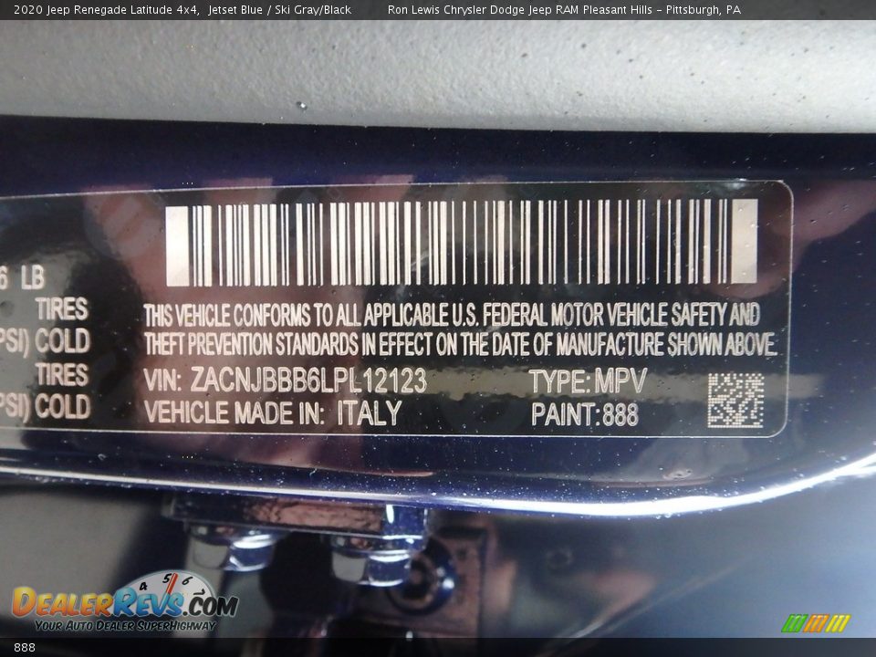 Jeep Color Code 888 Jetset Blue