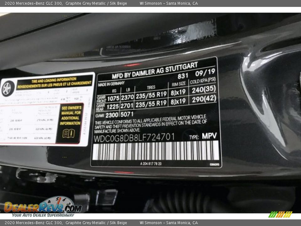2020 Mercedes-Benz GLC 300 Graphite Grey Metallic / Silk Beige Photo #10