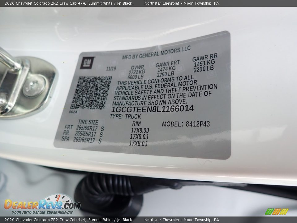 2020 Chevrolet Colorado ZR2 Crew Cab 4x4 Summit White / Jet Black Photo #17
