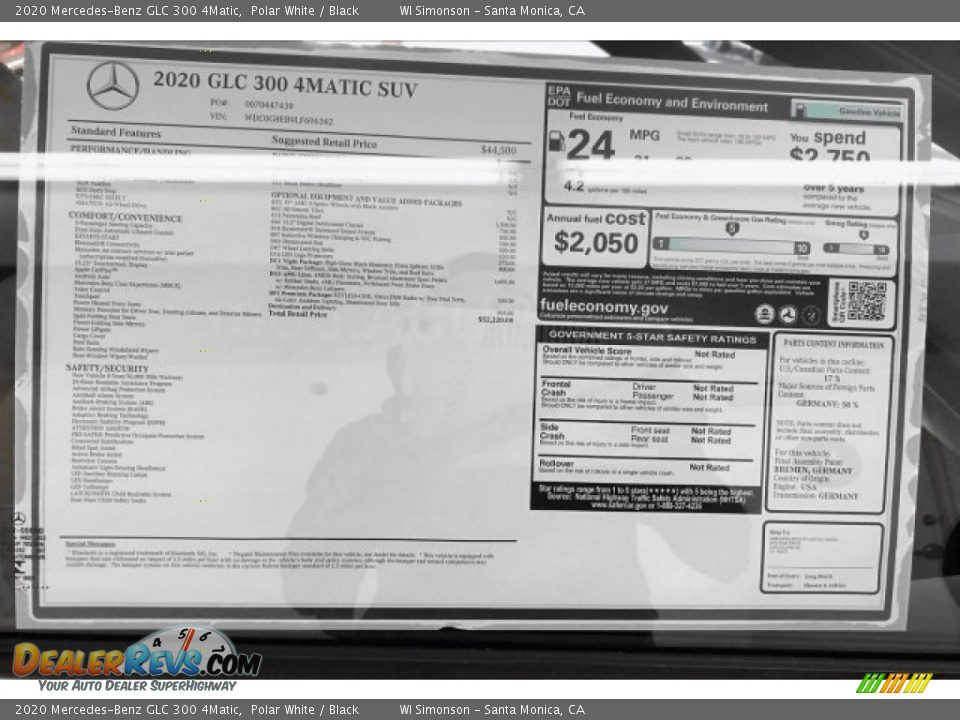 2020 Mercedes-Benz GLC 300 4Matic Polar White / Black Photo #10