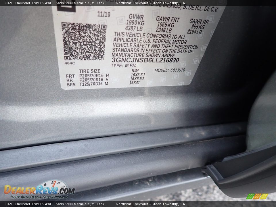 2020 Chevrolet Trax LS AWD Satin Steel Metallic / Jet Black Photo #16