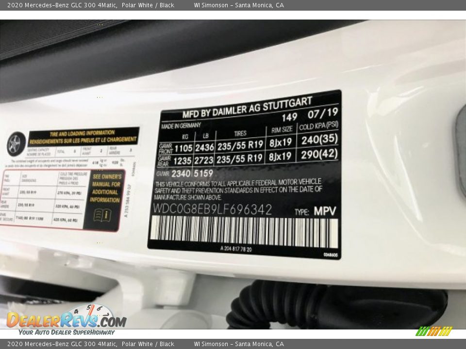 2020 Mercedes-Benz GLC 300 4Matic Polar White / Black Photo #11