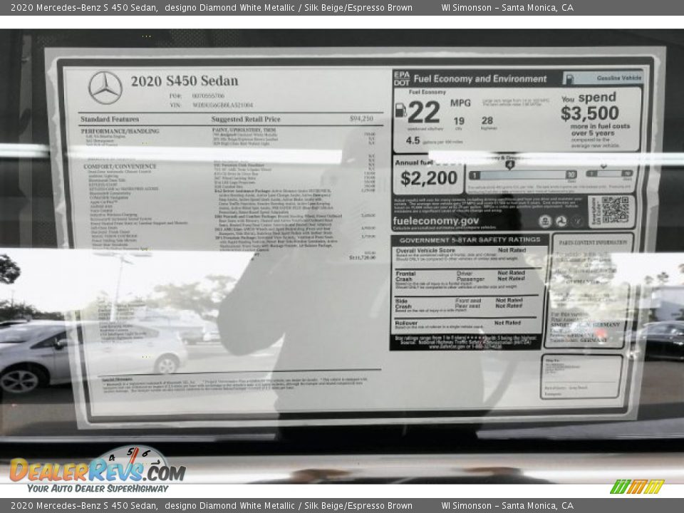 2020 Mercedes-Benz S 450 Sedan Window Sticker Photo #10