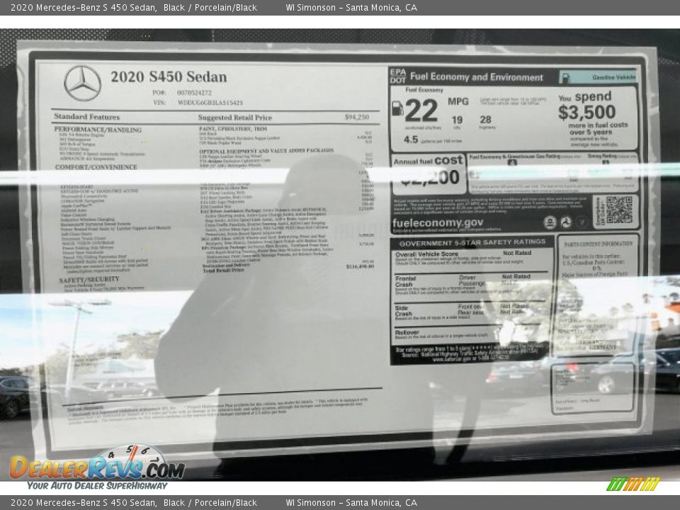 2020 Mercedes-Benz S 450 Sedan Window Sticker Photo #10