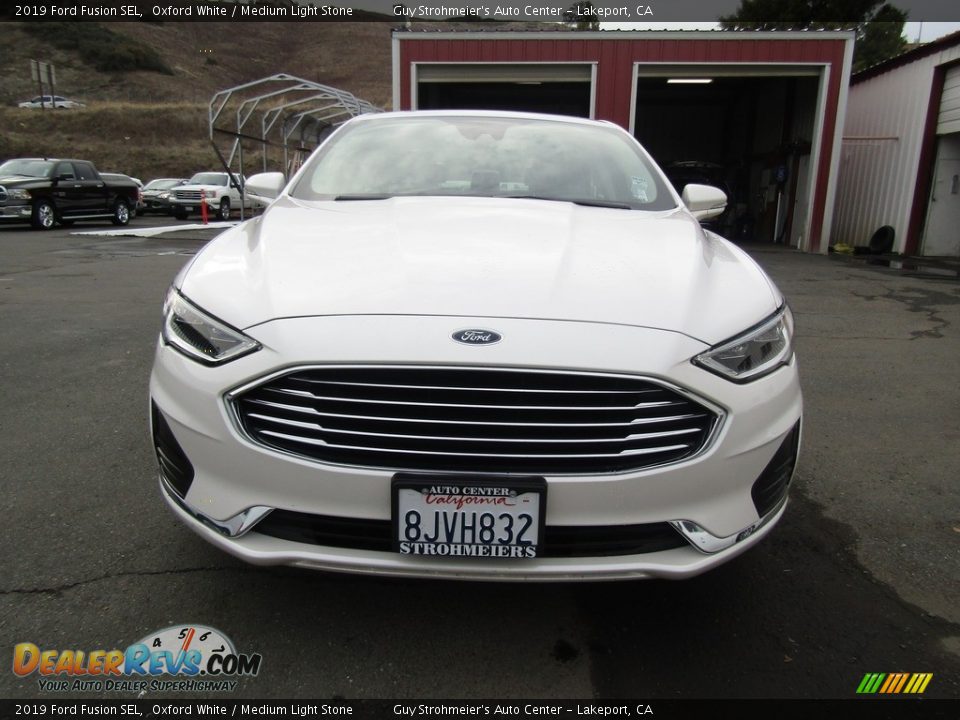 2019 Ford Fusion SEL Oxford White / Medium Light Stone Photo #8