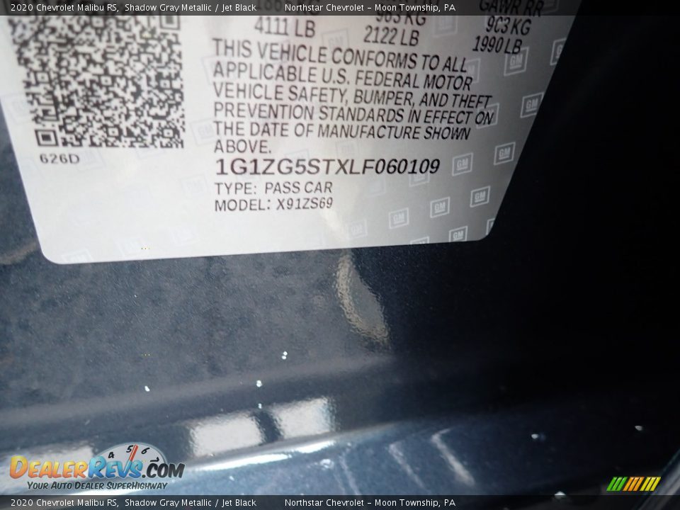 2020 Chevrolet Malibu RS Shadow Gray Metallic / Jet Black Photo #16