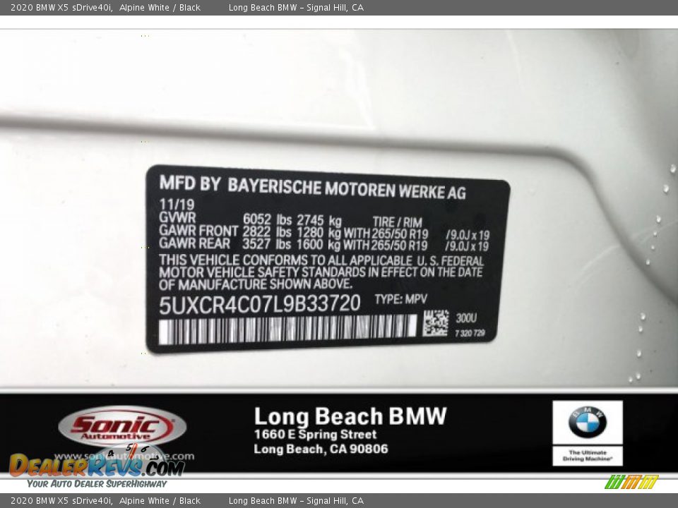 2020 BMW X5 sDrive40i Alpine White / Black Photo #11