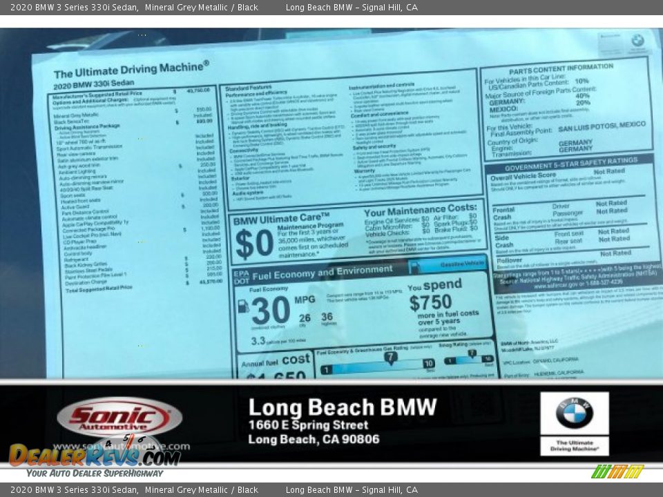 2020 BMW 3 Series 330i Sedan Mineral Grey Metallic / Black Photo #10