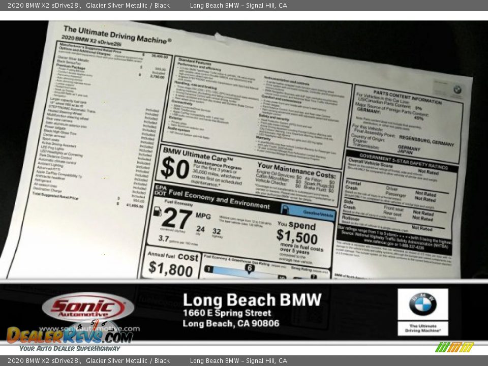 2020 BMW X2 sDrive28i Glacier Silver Metallic / Black Photo #10