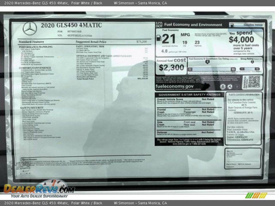 2020 Mercedes-Benz GLS 450 4Matic Polar White / Black Photo #10