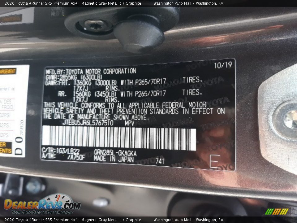 2020 Toyota 4Runner SR5 Premium 4x4 Magnetic Gray Metallic / Graphite Photo #22