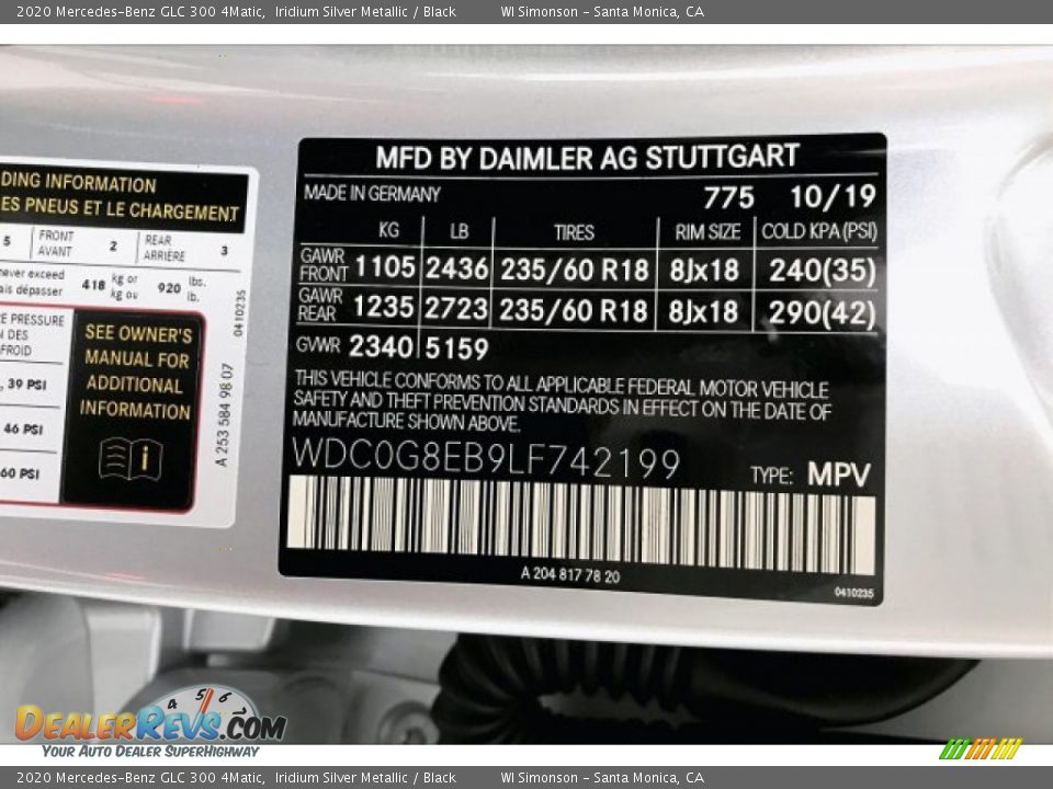 2020 Mercedes-Benz GLC 300 4Matic Iridium Silver Metallic / Black Photo #11