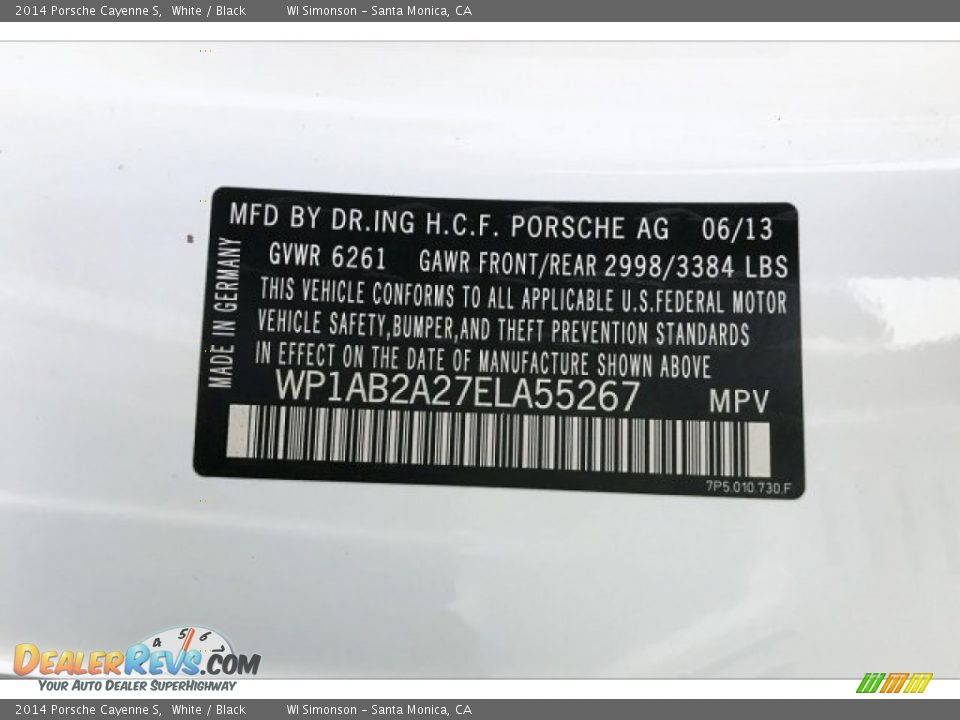 2014 Porsche Cayenne S White / Black Photo #24