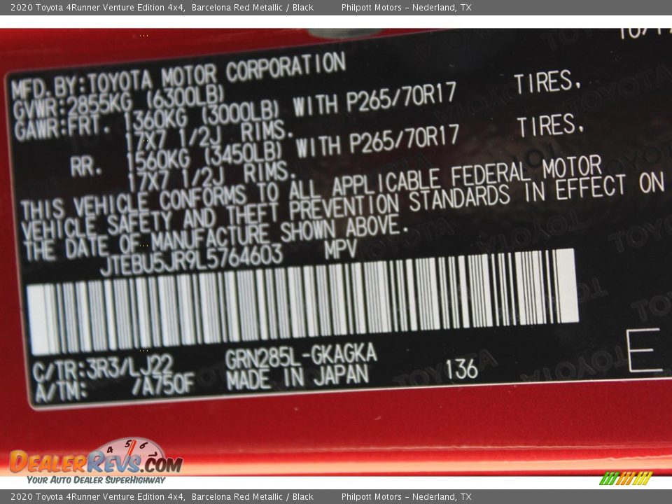 2020 Toyota 4Runner Venture Edition 4x4 Barcelona Red Metallic / Black Photo #26