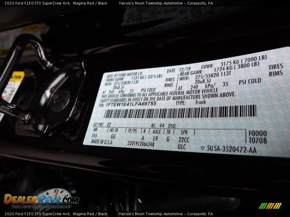 2020 Ford F150 STX SuperCrew 4x4 Magma Red / Black Photo #12