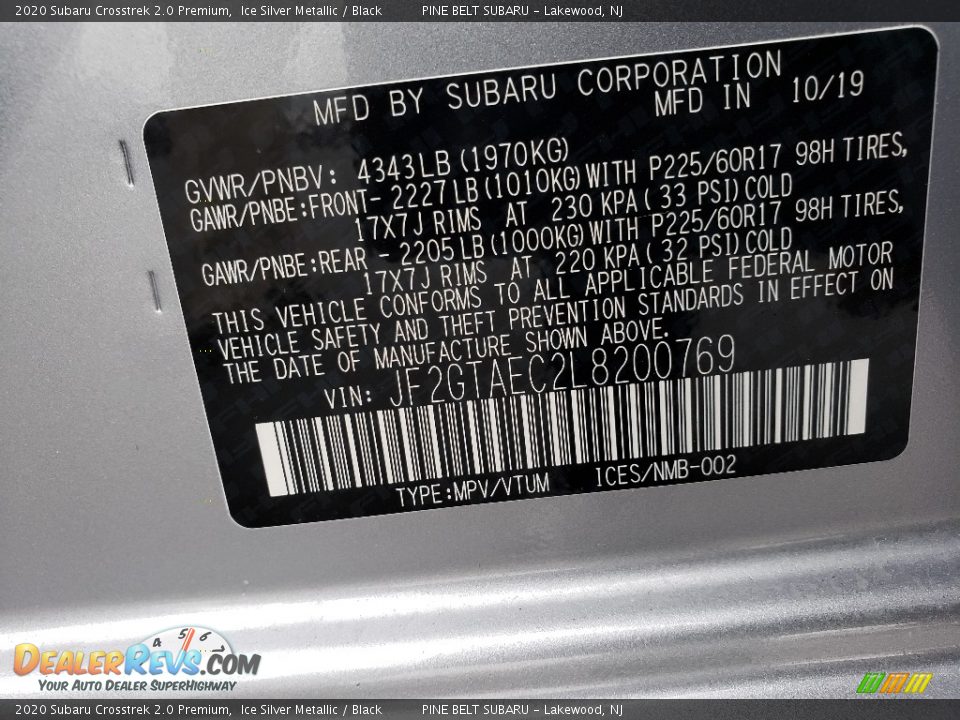 2020 Subaru Crosstrek 2.0 Premium Ice Silver Metallic / Black Photo #9