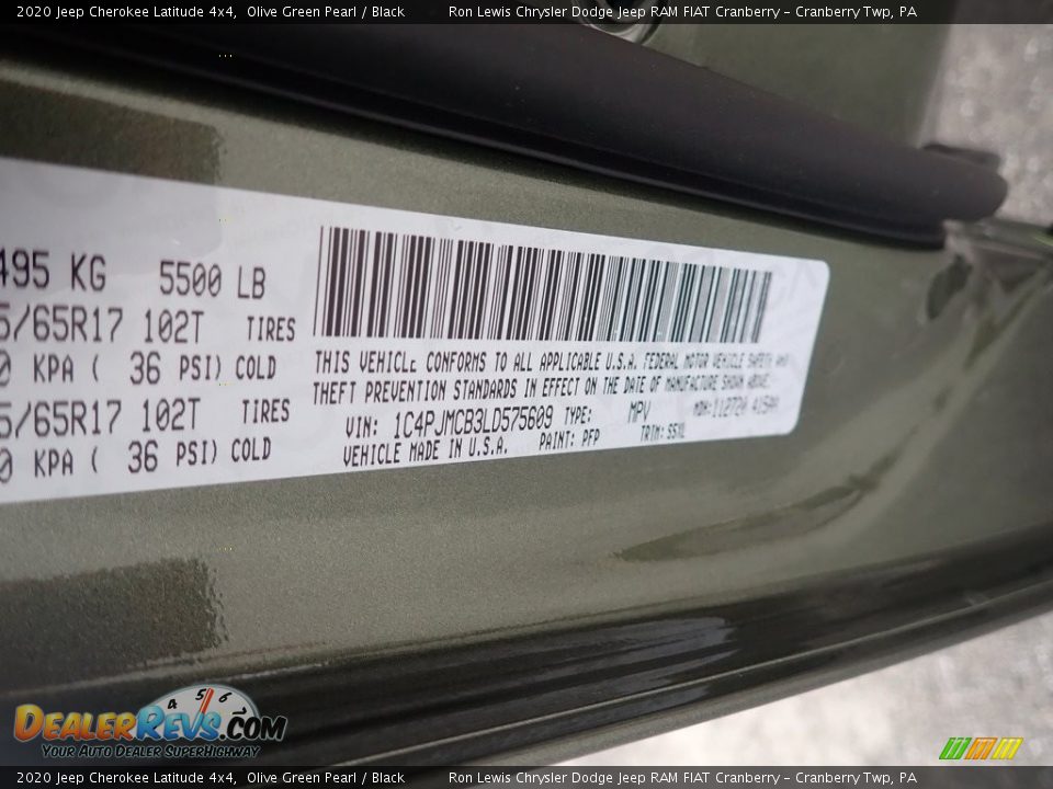 2020 Jeep Cherokee Latitude 4x4 Olive Green Pearl / Black Photo #14