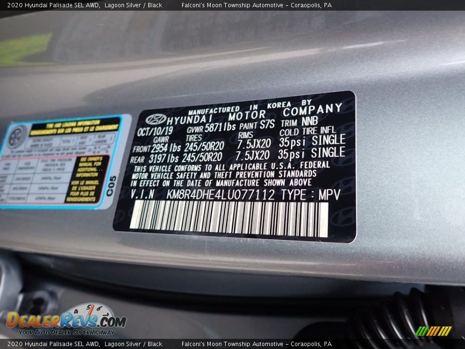 2020 Hyundai Palisade SEL AWD Lagoon Silver / Black Photo #12