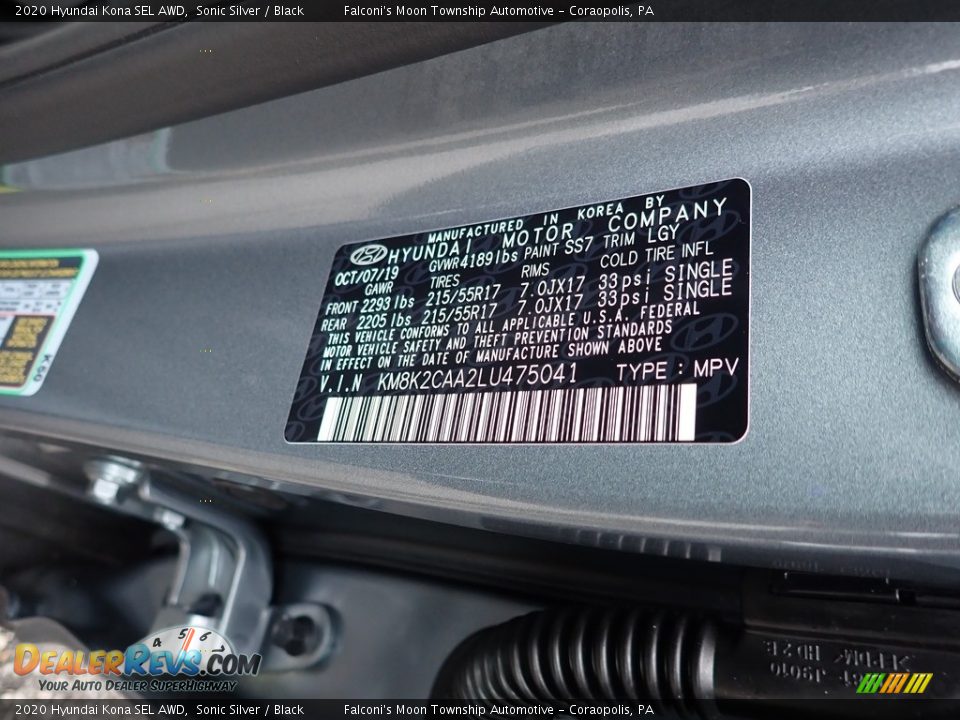2020 Hyundai Kona SEL AWD Sonic Silver / Black Photo #12