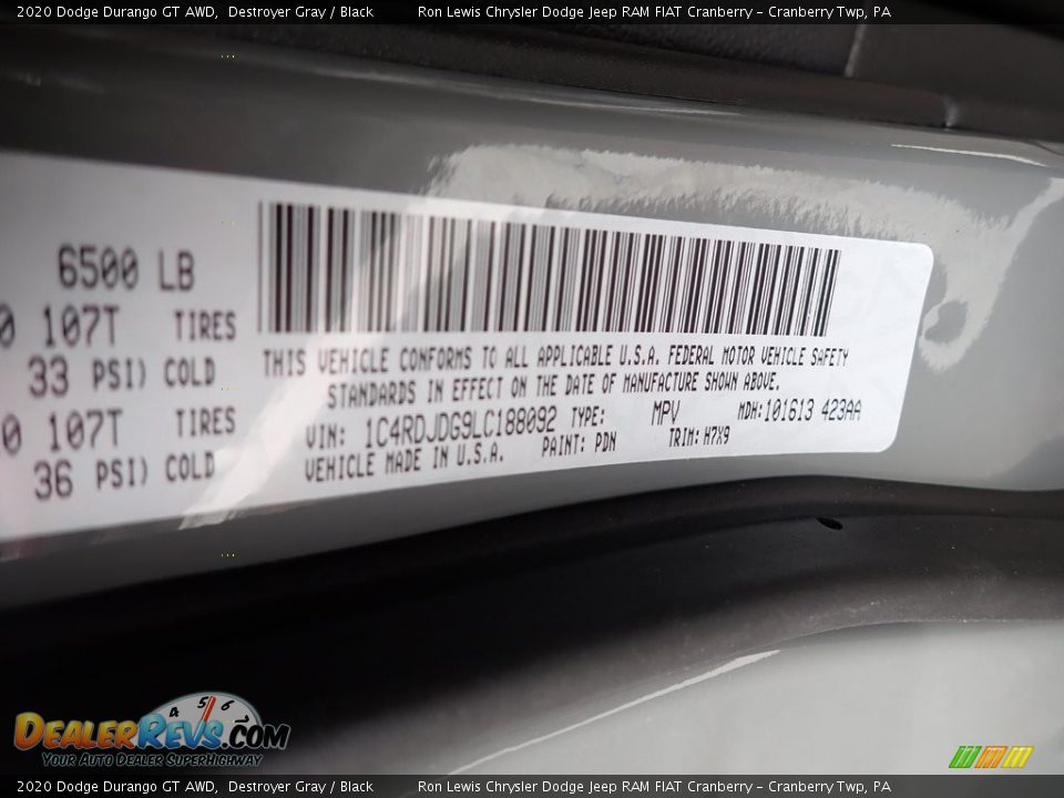 2020 Dodge Durango GT AWD Destroyer Gray / Black Photo #16