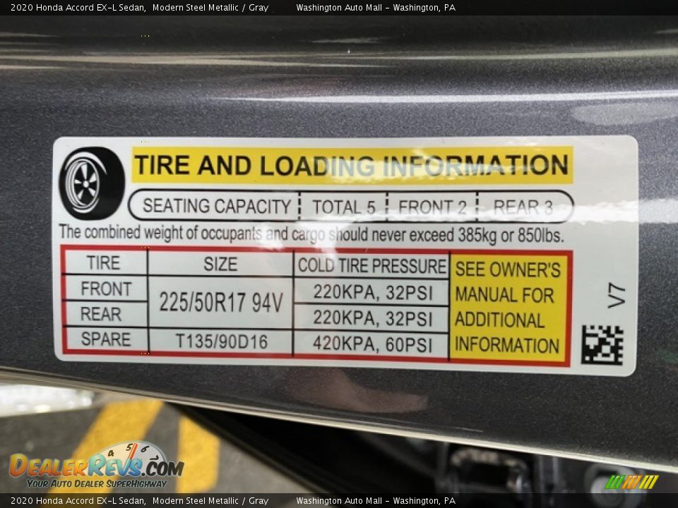 2020 Honda Accord EX-L Sedan Modern Steel Metallic / Gray Photo #8