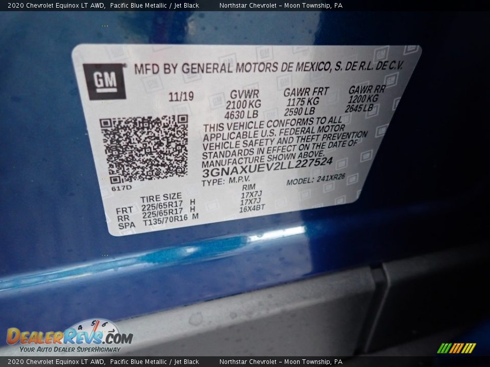 2020 Chevrolet Equinox LT AWD Pacific Blue Metallic / Jet Black Photo #15