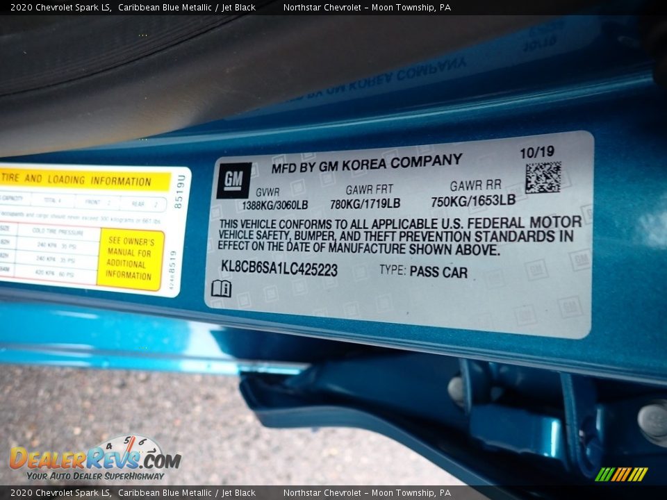 2020 Chevrolet Spark LS Caribbean Blue Metallic / Jet Black Photo #16