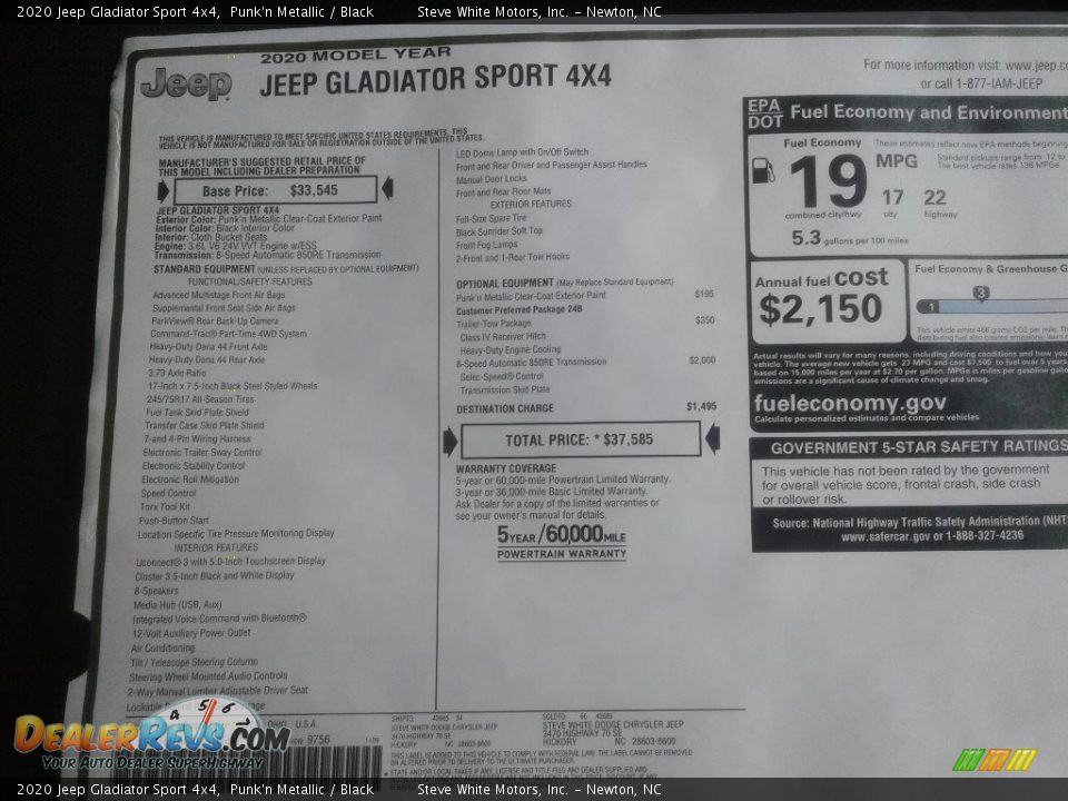 2020 Jeep Gladiator Sport 4x4 Punk'n Metallic / Black Photo #27