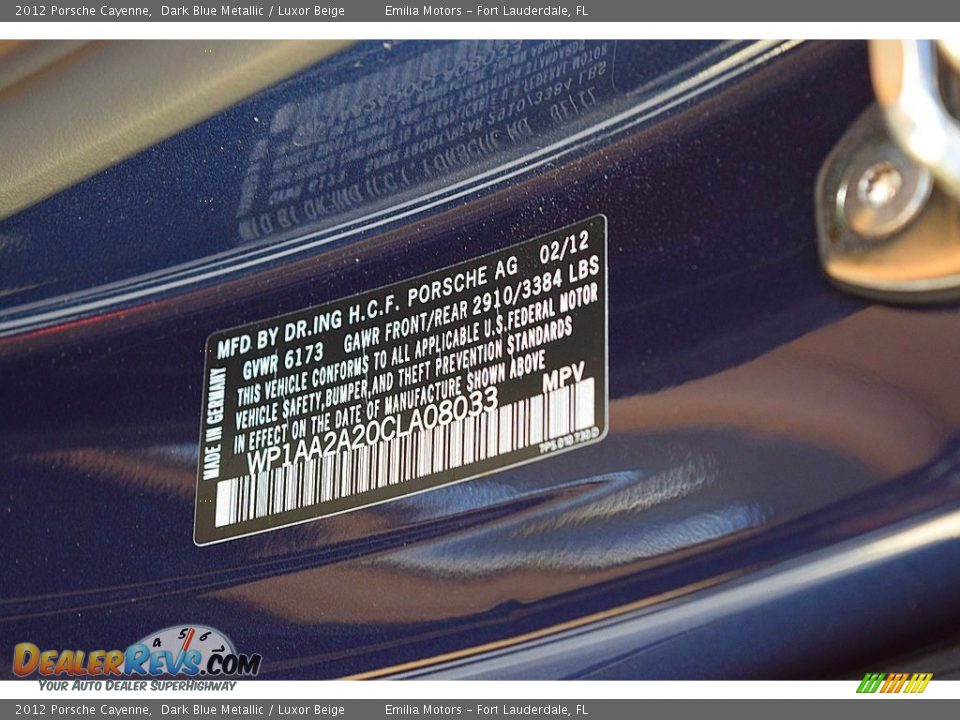 2012 Porsche Cayenne Dark Blue Metallic / Luxor Beige Photo #25