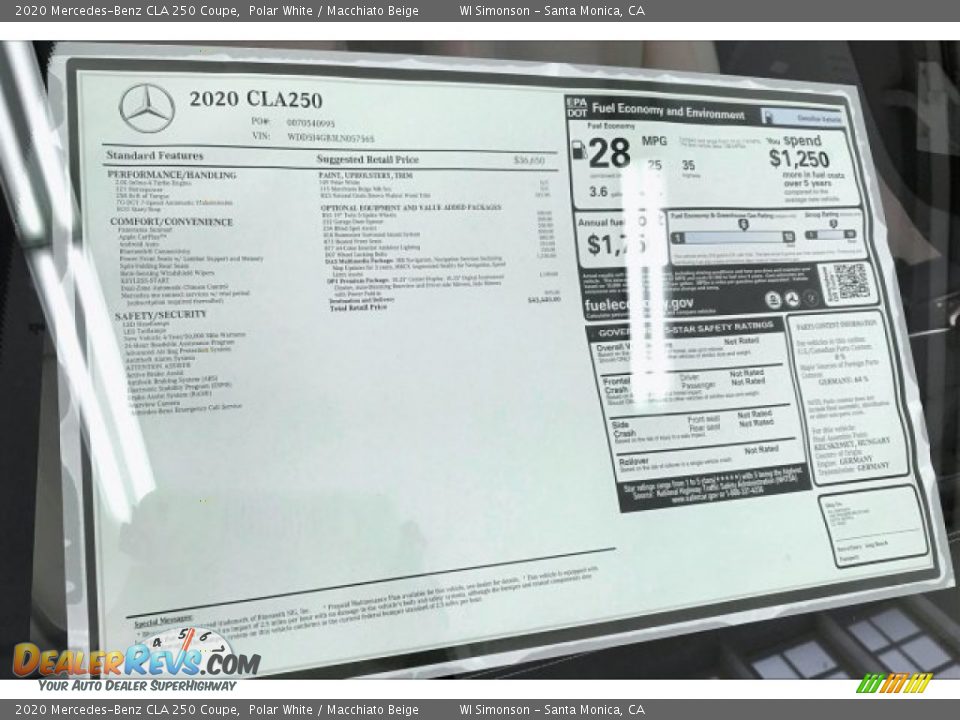 2020 Mercedes-Benz CLA 250 Coupe Polar White / Macchiato Beige Photo #10