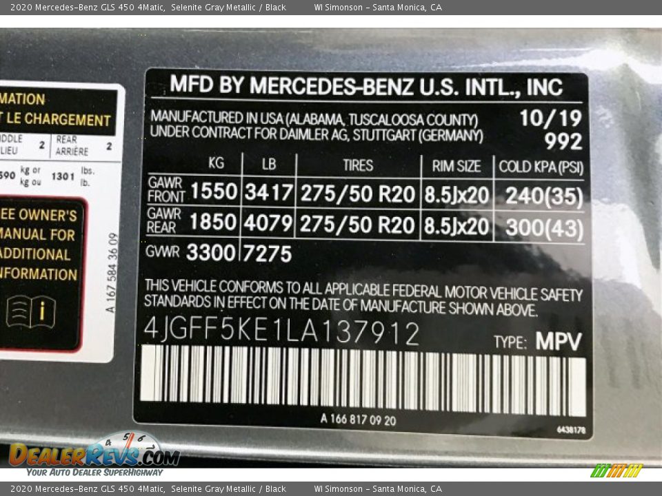 2020 Mercedes-Benz GLS 450 4Matic Selenite Gray Metallic / Black Photo #11