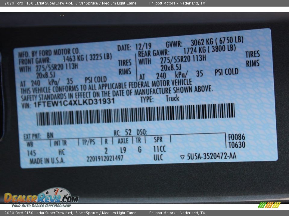 2020 Ford F150 Lariat SuperCrew 4x4 Silver Spruce / Medium Light Camel Photo #25