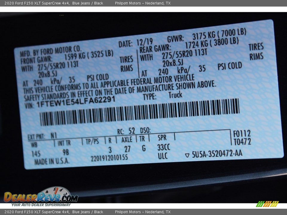 2020 Ford F150 XLT SuperCrew 4x4 Blue Jeans / Black Photo #25