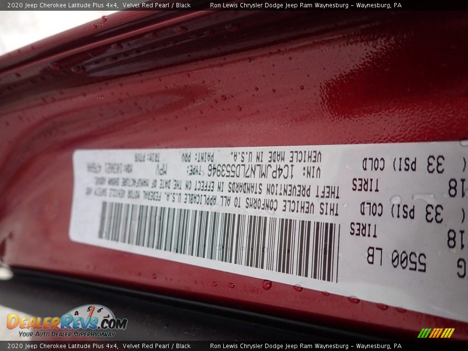 2020 Jeep Cherokee Latitude Plus 4x4 Velvet Red Pearl / Black Photo #15