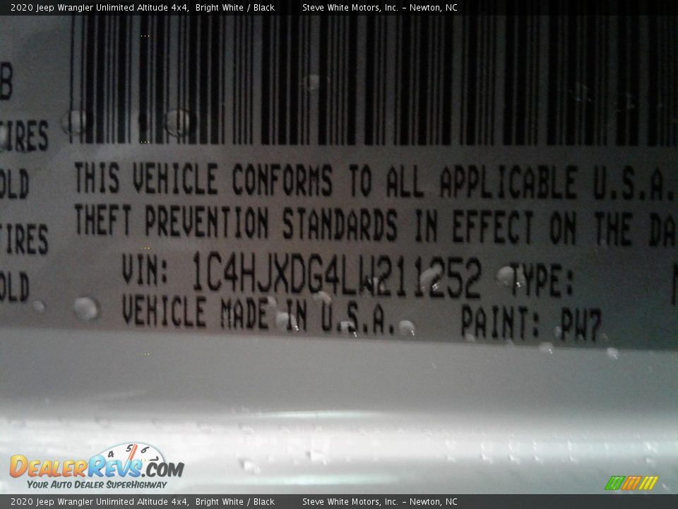 2020 Jeep Wrangler Unlimited Altitude 4x4 Bright White / Black Photo #13