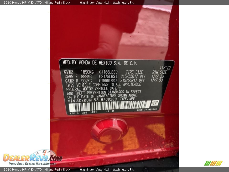 2020 Honda HR-V EX AWD Milano Red / Black Photo #9