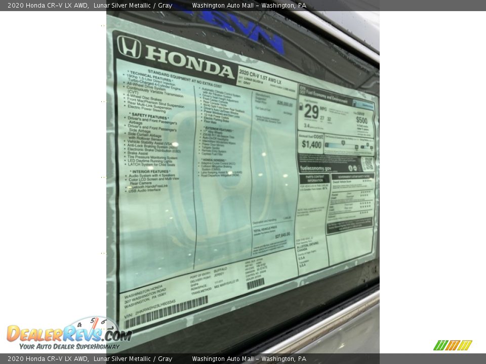 2020 Honda CR-V LX AWD Lunar Silver Metallic / Gray Photo #15