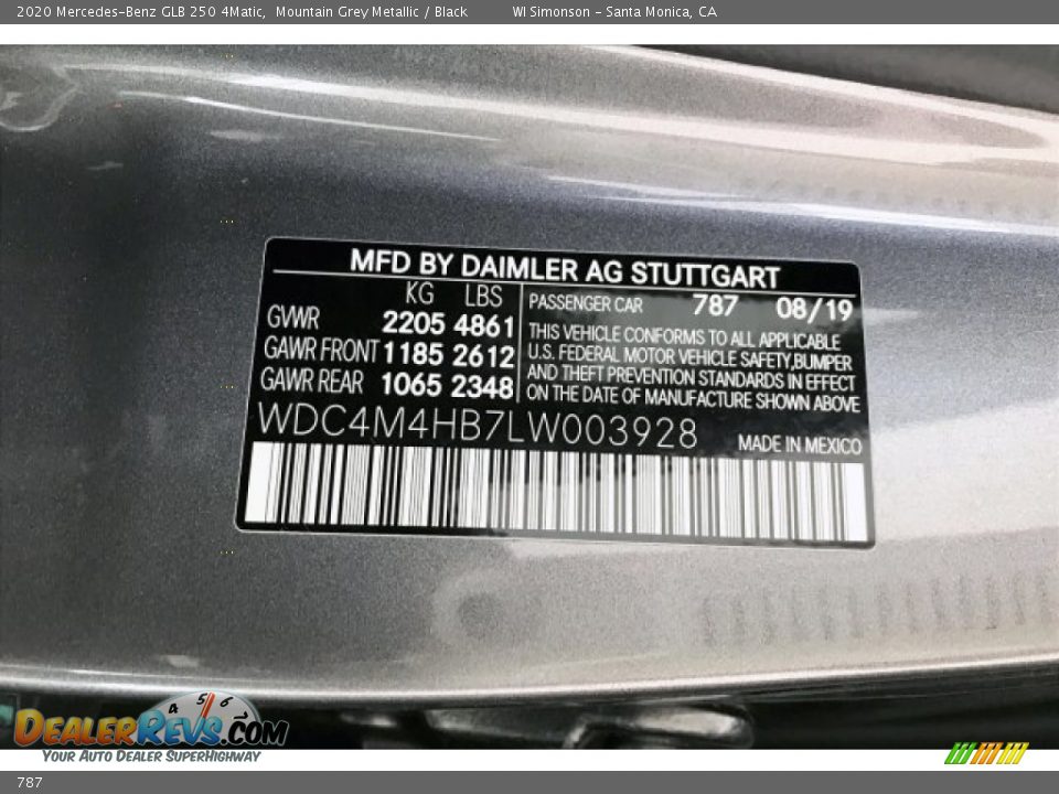 Mercedes-Benz Color Code 787 Mountain Grey Metallic