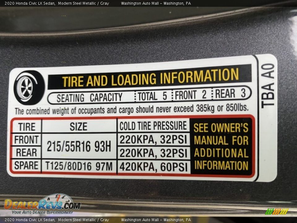 2020 Honda Civic LX Sedan Modern Steel Metallic / Gray Photo #8