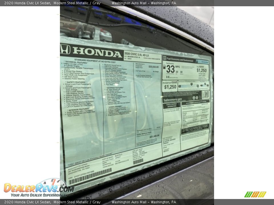 2020 Honda Civic LX Sedan Modern Steel Metallic / Gray Photo #15