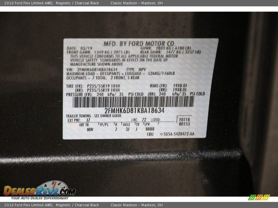 2019 Ford Flex Limited AWD Magnetic / Charcoal Black Photo #24