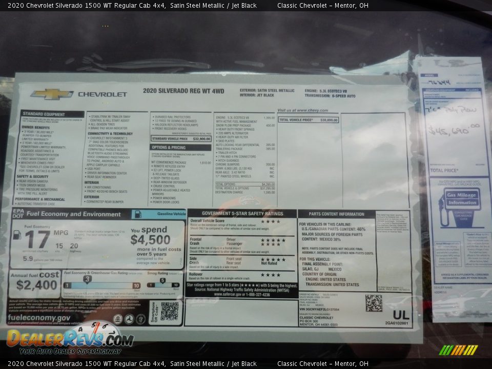 2020 Chevrolet Silverado 1500 WT Regular Cab 4x4 Window Sticker Photo #8