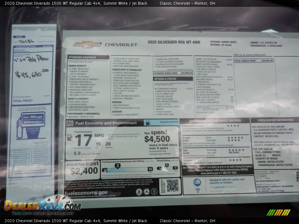 2020 Chevrolet Silverado 1500 WT Regular Cab 4x4 Window Sticker Photo #8