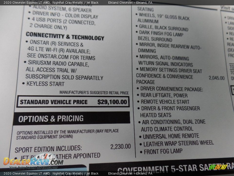 2020 Chevrolet Equinox LT AWD Nightfall Gray Metallic / Jet Black Photo #36