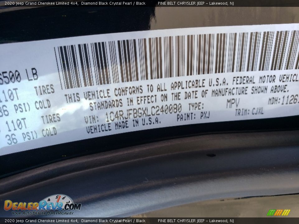 2020 Jeep Grand Cherokee Limited 4x4 Diamond Black Crystal Pearl / Black Photo #9